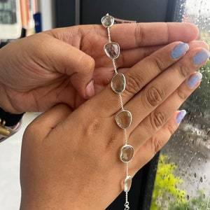 Natural Green Amethyst <b>Bracelet</b> 925 Sterling <b>Silver</b> Handmade Gemstone Jewelry For Women Elegant Minimal Gift - Product Image 2