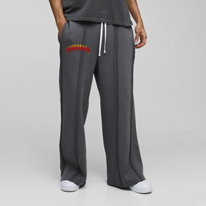 Pantalon de survêtement baggy pour homme en toile 100 % coton, coupe droite, avec cordon de serrage, personnalisable, de haute qualité, vente en gros - Product Image 3