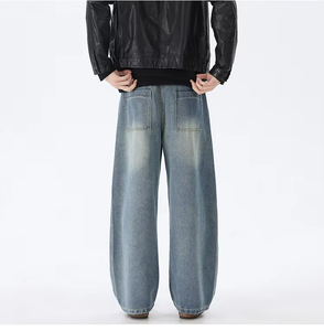 Jean en denim brut italien de haute qualité, coupe droite, jambe large, style vintage, personnalisé, en coton épais, pour homme - Product Image 1