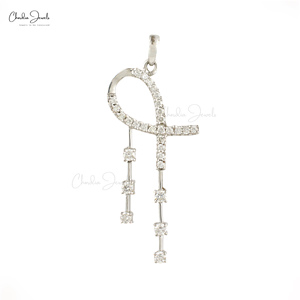 Colgante Curvo de Diamante Blanco con Claridad SI de Proveedores Verificados, con Dije de Oro Blanco Sólido de 18k, Joyería Lista para Enviar - Product Image 1