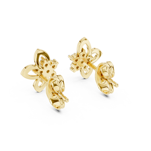 Juego de pendientes de diamantes cultivados en laboratorio con pétalos florales, engastados en oro amarillo de 18 quilates, para mujer, para compromiso, boda, fiesta, regalo de San Valentín, uso diario - Product Image 2