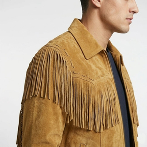 Chaqueta de Motero Personalizada para Hombre con Flecos, Cuero Genuino de Piel de Oveja, Corte Ajustado, Estilo Cafe Racer, Acolchado, OEM, Venta al Por Mayor - Product Image 4