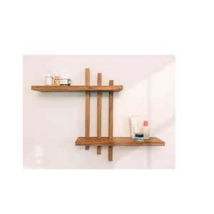 Modern Asymmetric Wood Floating Wall <b>Shelf</b> Staggered Storage Display Ledge Rack <b>Adjustable</b> Non-folding Living Room Holder - Product Image 1