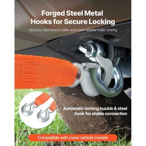 Cinghia di traino resistente per ATV da 2 pollici x 20 piedi con ganci di sicurezza, capacità 17.000 libbre per il recupero di camion e veicoli - Product Image 1