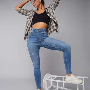 High Quality High Waist Women's Denim Pants OEM Factory Direct Sale Streetwear Style Embroidery Hotsale Straight Loose Fit - Product Image 1