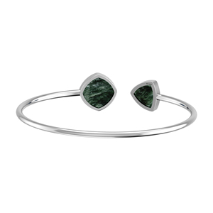 Premium High Finish 925 Sterling Silver Trendy Adjustable Seraphinite Semi-Trallion Cushion Cab Twister <b>Bracelet</b> Gift for Women - Product Image 2