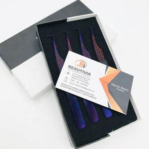 Pince à épiler professionnelle en acier inoxydable japonais, avec logo personnalisé, à 90 degrés, avec embout en diamant plasma violet, durable, pour extensions de cils - Product Image 2