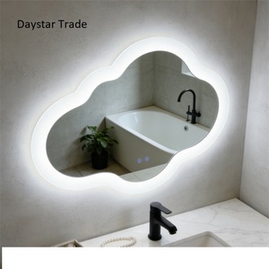Miroir mural LED carré moderne en verre avec lumière ambiante bleue et capteur tactile pour la décoration intérieure par Daystar Trade - Product Image 2