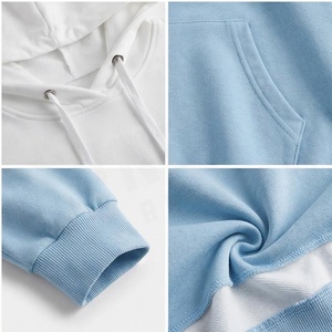 เสื้อฮู้ดดี้โอเวอร์ไซส์สีน้ำเงิน ดีไซน์เว้าด้านหน้า พร้อมโลโก้  แบบยูนิเซ็กส์  ลำลอง  ถักจากผ้าฝ้าย  ใส่ได้ในฤดูใบไม้ร่วง - Product Image 4
