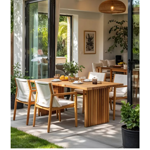 Teak Wood Outdoor Dining Set Indonesia Supplier <b>Garden</b> Patio Furniture with Cushion Chairs for Villa Hotel - Product Image 1