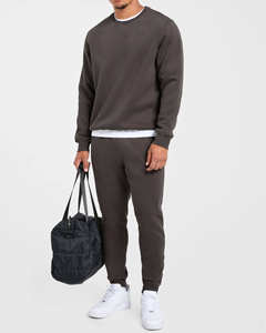 Ensemble de survêtement homme 2 pièces en coton épais, pull et pantalon de jogging personnalisés de haute qualité, couleur anthracite - Product Image 5