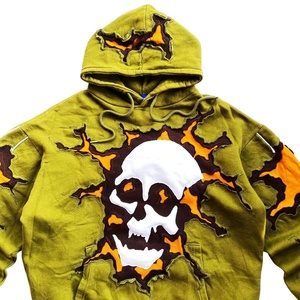 Venta al por mayor personalizado 100% algodón polar sudadera hombres gota hombro con capucha pulóver bordado Puff estampado sólido invierno Casual - Product Image 3