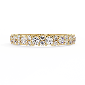 Anillo de media eternidad de oro amarillo de 14 quilates con diamantes cultivados en laboratorio, diseño festoneado con diamantes cultivados en laboratorio redondos en montura compartida, anillo de boda para mujer. - Product Image 4