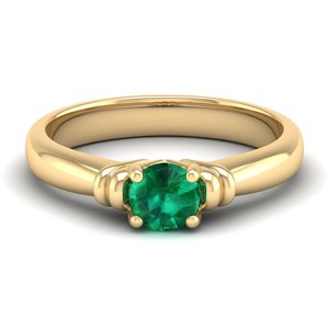 Bague solitaire en or massif 14 carats avec émeraude ronde de 0,5 carat, prix de gros REYES, bijoux fins pour femmes - Product Image 1
