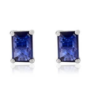 14K Gold Dainty <b>Blue</b> Sapphire Prong Set <b>Stud</b> <b>Earrings</b> - Product Image 2