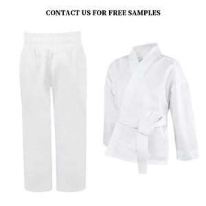 Uniforme de karaté blanc pour garçons, 100% coton, vêtements d'arts martiaux durables, taille enfant, coupe régulière, style uni teint - Product Image 3