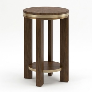Midcentury <b>Round</b> Wooden TOP <b>Side</b> <b>Table</b> With Dual Tier Design For Living Room Furniture - Product Image 6