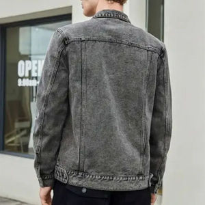 OEM <b>Mens</b> <b>Denim</b> Jean <b>Jacket</b> Casual Outwear Fall <b>Jacket</b> <b>Denim</b> Button up Coat Oversize <b>Denim</b> <b>Jacket</b> for <b>Men</b> acidwash fashion casual - Product Image 4