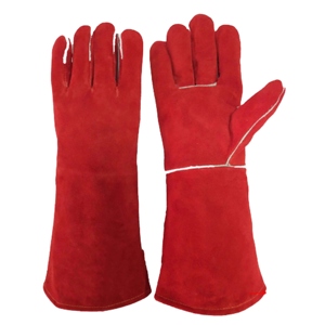 Gants de soudage en cuir de vachette rouge de haute qualité, équipement de protection individuelle, résistants au feu, pour soudeurs MIG/TIG - Product Image 1