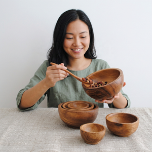 Tazón de Madera Natural Pulida Hecho a Mano, Ecológico, Diseño Moderno y Lujoso, Tazón para Servir Ensaladas, Frutas, Apto para Alimentos, para el Hogar - Product Image 4