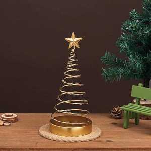 Sapin de Noël en métal doré, idéal pour la maison, les bureaux, les fêtes, la décoration festive et les cadeaux de fin d'année, provenant d'Inde - Product Image 6