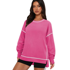 Sweat-shirt à capuche oversize pour femme, confortable, respirant, léger, séchage rapide, 100% coton, couleur unie - Product Image 1