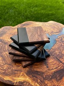 Wooden <b>coaster</b> Non-slip Cup Mat Round Solid Wood Tea Cup Horn/bone/wood <b>coaster</b> Table Love <b>black</b> <b>coaster</b> Best handicrafts - Product Image 4