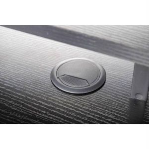 Scrivania per Computer in Truciolato Effetto Legno Nero con Tessuto Non Tessuto, 2 Prese di Corrente, 140x50x86cm, Ripiano Multistrato e Cassetto - Product Image 5