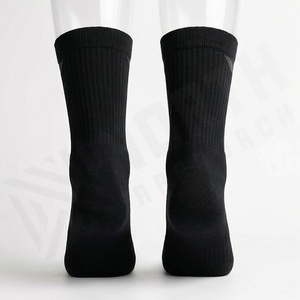 Black Crew Basketball Socks Geometric Pattern Breathable Polyester Spandex Adult Summer Sport Wear - Product Image 2