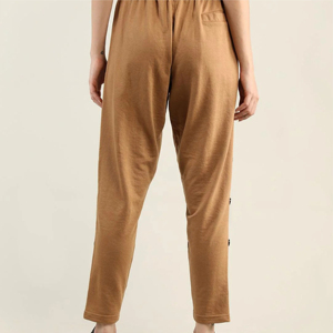 Pantalon Harem Femme Camel Taille Mi-Haute Élastique Tricoté Coupe Ample Longueur Cheville Couleur Unie Décontracté Respirant Style Automne - Product Image 6