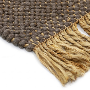 Dark Brown Textured Flatweave <b>Rug</b>, Solid Cocoa Handwoven Area Carpet with Natural Fringe for Living Room, Bedroom and Hotel - Product Image 6