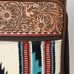 Tooled Leather Rolling Carry On <b>Suitcase</b> With Aztec Pattern And TSA Lock Unisex Travel Luggage Spinner <b>Wheels</b> Durable Design - Product Image 6