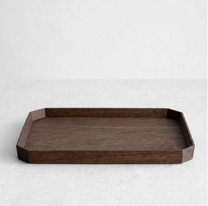 Handcrafted <b>Black</b> Walnut Rectangular Serving <b>Tray</b> With Refined Cut Corners Elegant Modern Decorative Platter For Home Kitchen - Product Image 3