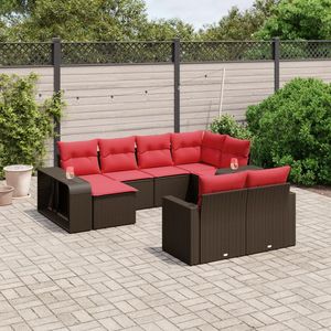 Juego de sofás de jardín de ratán sintético marrón de 10 piezas con cojines, colección de muebles de patio - Product Image 1