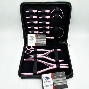 สีชมพูอ่อนผมชุดเครื่องมือชุดห่วงตะขอ,คีมคู่ผมคลิปเข็มสแตนเลสที่ยั่งยืนชุดขยาย - Product Image 2
