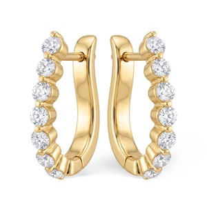 Pendientes de Aro Huggie de Oro Amarillo de 9K con Diamante Redondo de Laboratorio de 0.81CT y Engaste Compartido, Joyería Personalizada OEM al por Mayor - Product Image 1