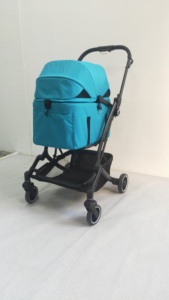 Poussette pliable légère à 4 roues pour animaux de compagnie, transporteur pour chats et chiens de petite taille, amortisseurs, capacité de 20 kg, compatible avec le vélo et les voyages - Product Image 5
