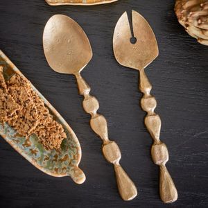 Juego de servidores de ensalada de metal con acabado de espejo de calidad superior para recepciones de bodas, eventos corporativos y experiencias culinarias de alta gastronomía. - Product Image 5