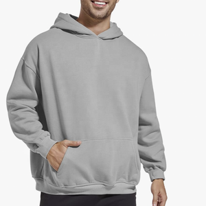 Sweat à capuche homme épais 100% coton surdimensionné épaules tombantes 380 grammes ODM tissu polaire sweat hiver poche marque personnalisée - Product Image 4
