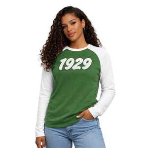 Chemise à manches longues raglan vert émeraude de la sororité Iota Phi Lambda, année de fondation 1929, manches blanches, vêtements à lettres grecques, haut pour femme - Product Image 3