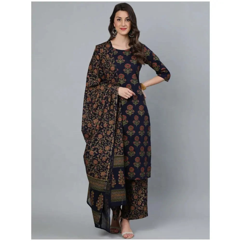 Designer Cotton Long Dress Women Wear Fashionable Tunic Indian Hand Block Printed Sexy Long Kurtis Floral Printed Casual