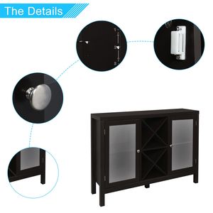 Mobile ingresso FCH marrone con doppia anta trasparente e portabottiglie a X, credenza - Product Image 5