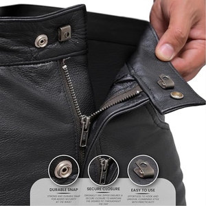 Custom Unisex Genuine Cowhide Leather Waterproof <b>Plus</b> <b>Size</b> Biker Pants Full Grain Motorcycle Riding Lace up Side YKK Zipper - Product Image 5