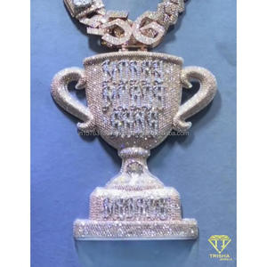 High Quality <b>Trophy</b> <b>Cup</b> Jewelry Pendant With Brilliant Stone Detail And Luxury Hip Hop Finish - Product Image 2
