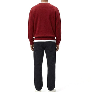 Men's Solid Red Knitted Pullover Sweater Full Sleeve Autumn Wear - Product Image 2