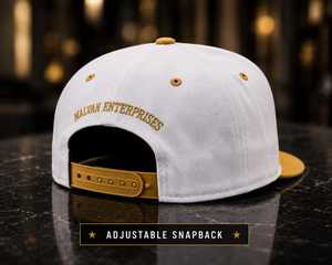 Casquette Snapback Malvan Enterprises blanche à 6 panneaux, réglable, style sportif unisexe, logo brodé 3D, maille - Product Image 2