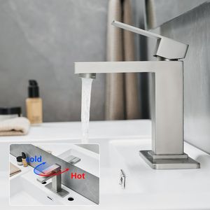 Rubinetto a cascata monocomando a 1 foro per lavabo con scarico a scomparsa, tubi di alimentazione, rubinetto per lavabo e piastra di copertura per bagno - Product Image 4