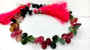 Cuentas de turmalina natural multicolor en forma de pera, vendidas por hebra de 8 pulgadas de largo - Product Image 4