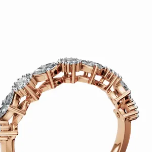 Trendy Design Radiance Lab Grown Diamond Band Marquise & Round Cut 9-Stone IGI Certified <b>Ring</b> in 18K Rose Gold for Women's - Product Image 4