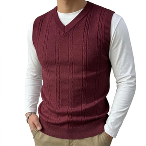 Men's Knitted <b>Vest</b> Sweater Preppy Style Color Matching Stripes Casual Sleeveless Pullover V-Neck Loose Couple Layering Waistcoat - Product Image 3